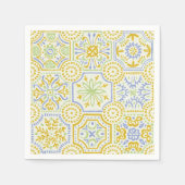 Aquarell-Mittelmeer-Azulejo-Boho-Muster  Serviette (Vorderseite)