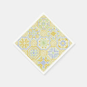 Aquarell-Mittelmeer-Azulejo-Boho-Muster  Serviette (Ecke)