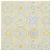 Aquarell-Mittelmeer-Azulejo-Boho-Muster Stoff (Nahaufnahme)