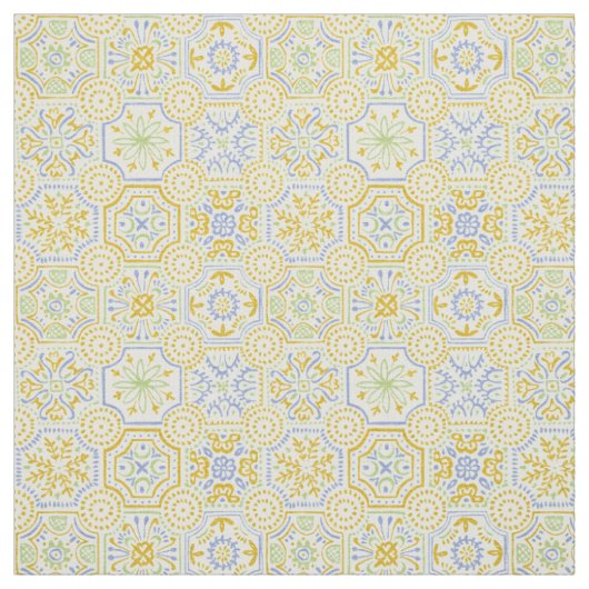 Aquarell-Mittelmeer-Azulejo-Boho-Muster Stoff (Muster)