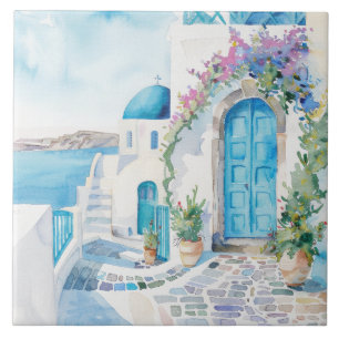 Aquarell Mittelmeer Fliese