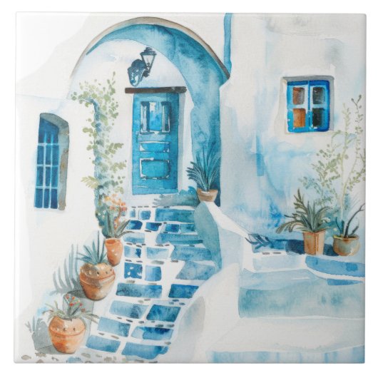 Aquarell Mittelmeer Fliese (Vorderseite)