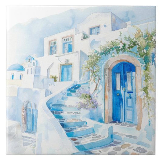 Aquarell Mittelmeer Fliese (Vorderseite)