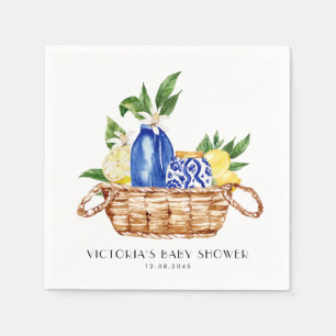 Aquarell-Mittelmeer-Korb-Baby-Party Serviette