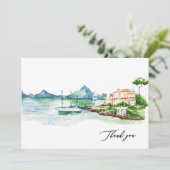 Aquarell Mittelmeer Landschaft Individuelle Name Dankeskarte (Stehend Vorderseite)