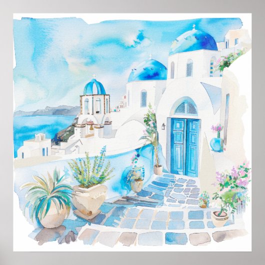 Aquarell Mittelmeer Poster (Vorne)