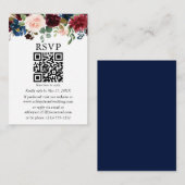Aquarell Mixed Floral Wedding Blue QR UAWG Begleitkarte (Vorne/Hinten)
