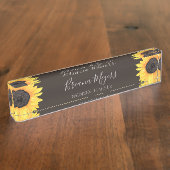 Aquarell Moderne Blumenblüten Braun Geschäft Namensplakette (Seite)