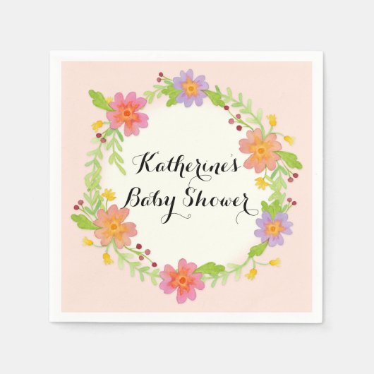 Aquarell Moderne Blumendusche Party Dekoration Serviette (Vorderseite)