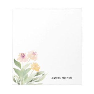 Aquarell Moderne Florale Grünpflanzen Personalisie Notizblock