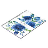 Aquarell Moderne florale Navy Blue Business Notizblock (Linke Seite)