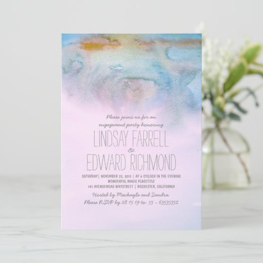 Aquarell-Moderne-Party Einladung (Stehend Vorderseite)