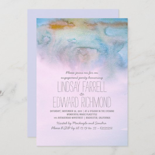 Aquarell-Moderne-Party Einladung (Vorne/Hinten)