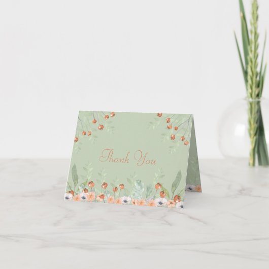 Aquarell-Moderne-Sage-Script-Hochzeit Dankeskarte (Vorderseite)