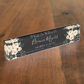 Aquarell Moderne Schwarze Flora Business Namensplakette (Seite)