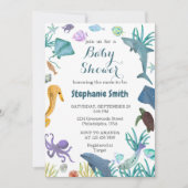 Aquarell Moderne Unterwasserdusche Einladung (Vorderseite)