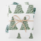 Aquarell Moderner Grüner Kiefer Weihnachtsbaum Geschenkpapier Set (Beispiel)
