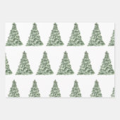 Aquarell Moderner Grüner Kiefer Weihnachtsbaum Geschenkpapier Set (Vorderseite)