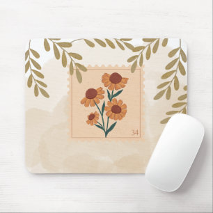 Aquarell moderner Vintage-Stempel Floral erdige Tö Mousepad