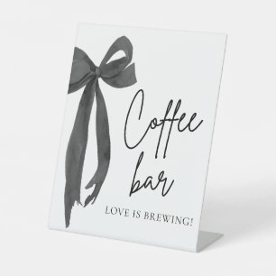 Aquarell Modernes Black Bow Coffee Bar Sign Sockelschild