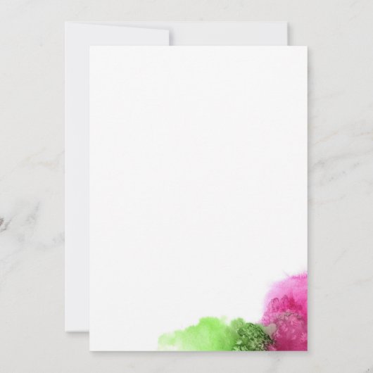 Aquarell Modernes Blaues Grün Personalisiert Mitteilungskarte (Rückseite)