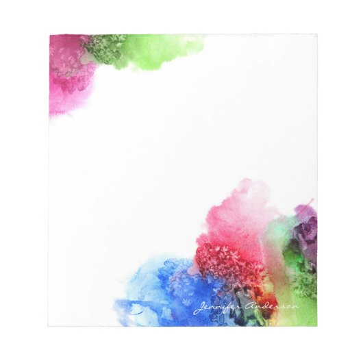 Aquarell Modernes Blaues Grün Personalisiert Notizblock (Vorderseite)