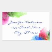 Aquarell Modernes Blaues Grün Personalisiert Rechteckiger Aufkleber (Vorderseite)