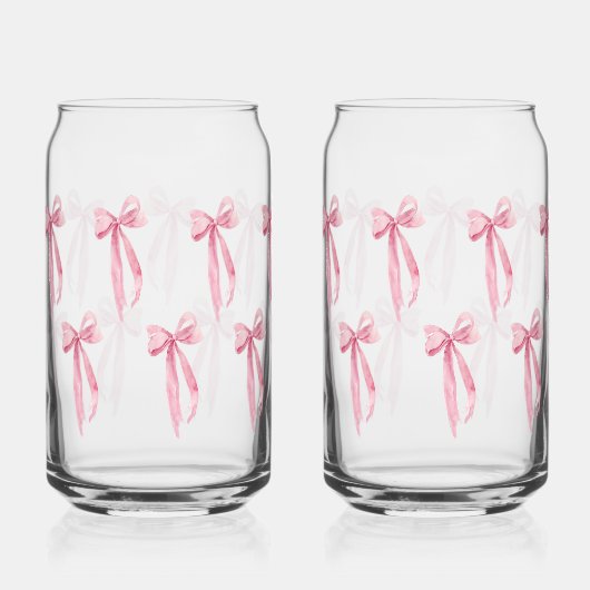 Aquarell Modernes Blush Pink Bow Ribbon Dosenglas (Vorderseite)