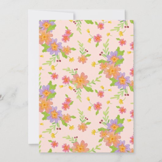 Aquarell Modernes, farbenfroh-blumengeschmücktes B Einladung (Rückseite)