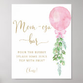 Aquarell Modernes Rosa Ballon Mama-osa Bar Poster (Vorne)