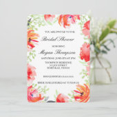 Aquarell Mohn Blume Bridal Dusche Einladung (Stehend Vorderseite)