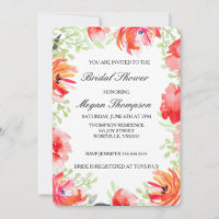 Aquarell Mohn Blume Bridal Dusche Einladung