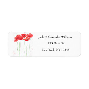 Aquarell-Mohn Rot Chic Floral Rücksendeadresse