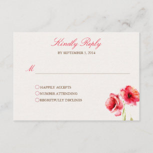 Aquarell-Mohn-RSVP-Karten RSVP Karte