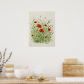 Aquarell-Mohn-und-Gänseblümchen-Kunst Poster (Küche)