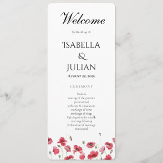 Aquarell-Mohn-und-Lavendel-Blumen-Hochzeitsprogram Programm