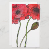 Aquarell-Mohnblume Briefpapier (Vorne/Hinten)