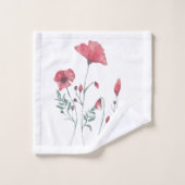 Aquarell-Mohnblumen Badhandtuch Set (Waschlappen)