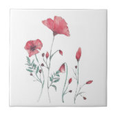 Aquarell-Mohnblumen Fliese (Vorderseite)