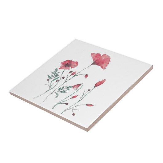 Aquarell-Mohnblumen Fliese (Seite)