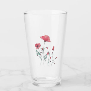 Aquarell-Mohnblumen Glas