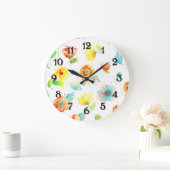 Aquarell-Mohnblumen Große Wanduhr (Zuhause)