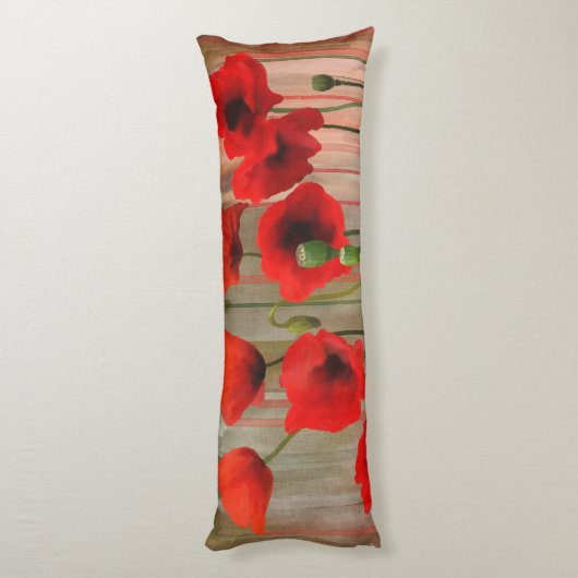 Aquarell-Mohnblumen Seitenschläferkissen (Rückseite (Vertikal))