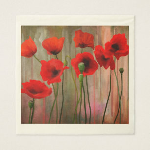 Aquarell-Mohnblumen Serviette