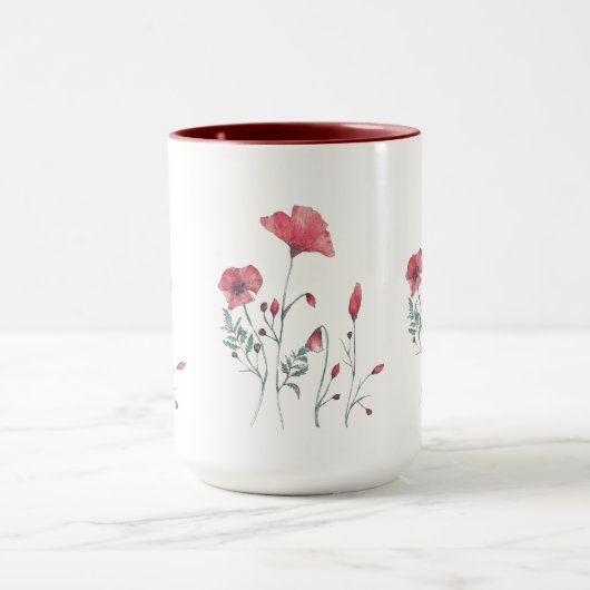 Aquarell-Mohnblumen Tasse (Zentrum)
