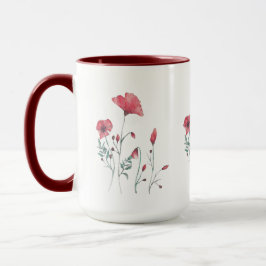 Aquarell-Mohnblumen Tasse