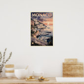 Aquarell Monaco Vintage Reise Poster (Küche)