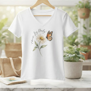Aquarell-Monarchfalter und Gänseblümchen T-Shirt