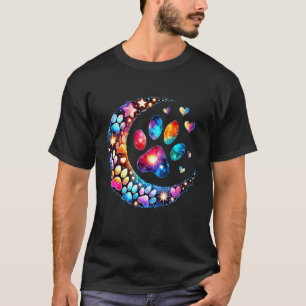 Aquarell-Mond-Hund-Katze-Pfote-Haustierliebhaber-L T-Shirt