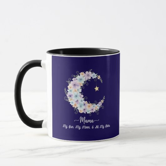 Aquarell-Mond-Mama mit Blumen Tasse (Links)